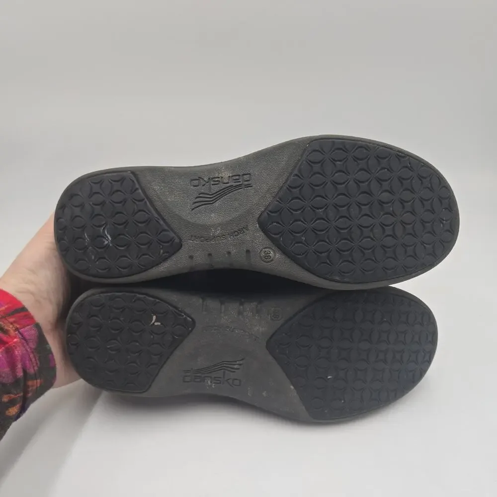 Dansko Black Suede Brittany Sweater Cuff Slip On Clog Mules sz 38 US 7.5 Comfort
